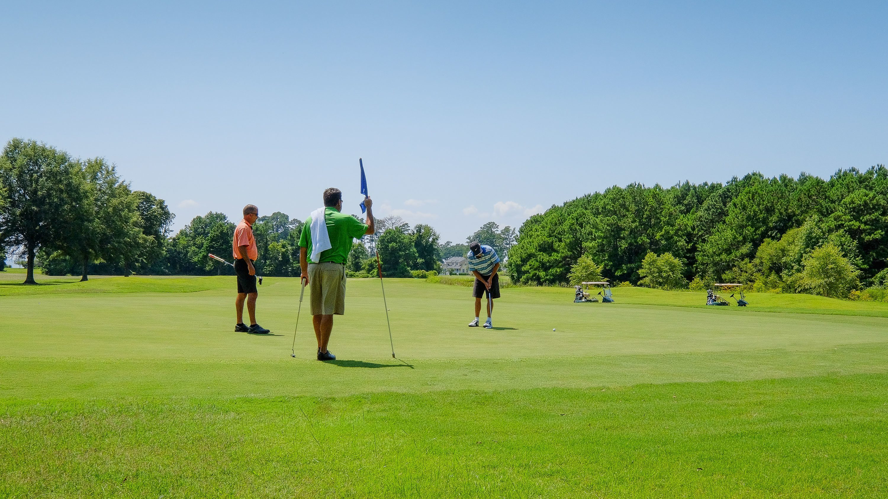 One of the beautifully manicured greens at the Links at Mulberry Hill